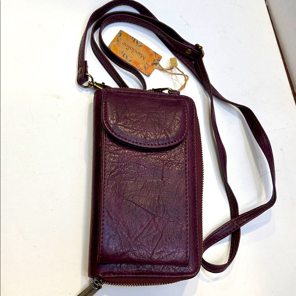 Purple Leather like Crossbody Bag